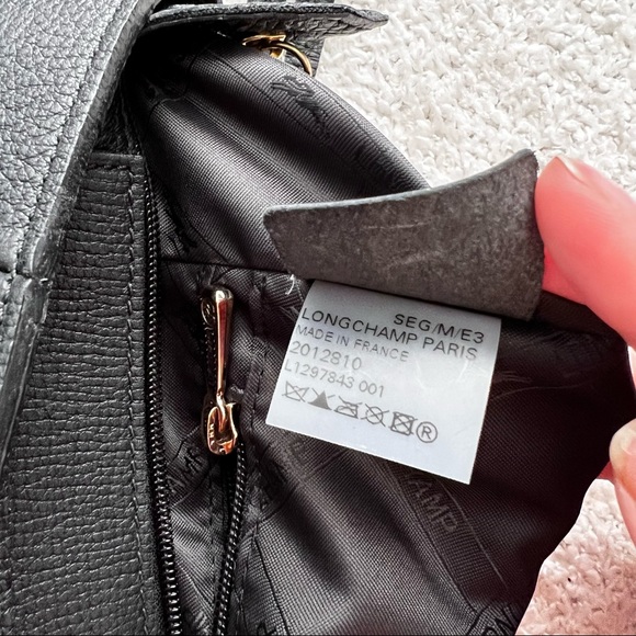 Longchamp Penelope Leather Tote Bag Purse Black Large Overnighter made in France - Picture 15 of 16